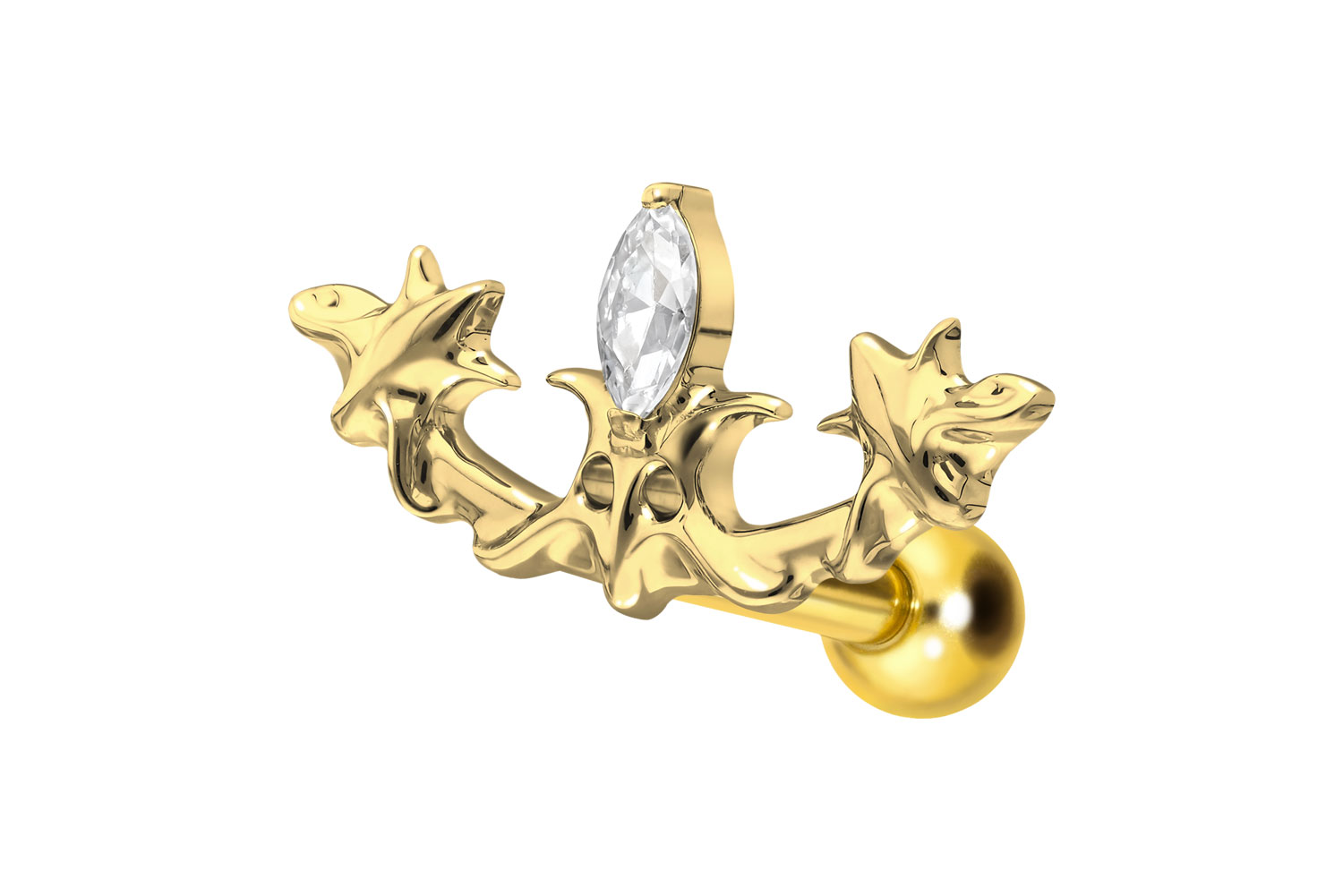 Titan Ohrpiercing mit Innengewinde GOTISCHES DESIGN